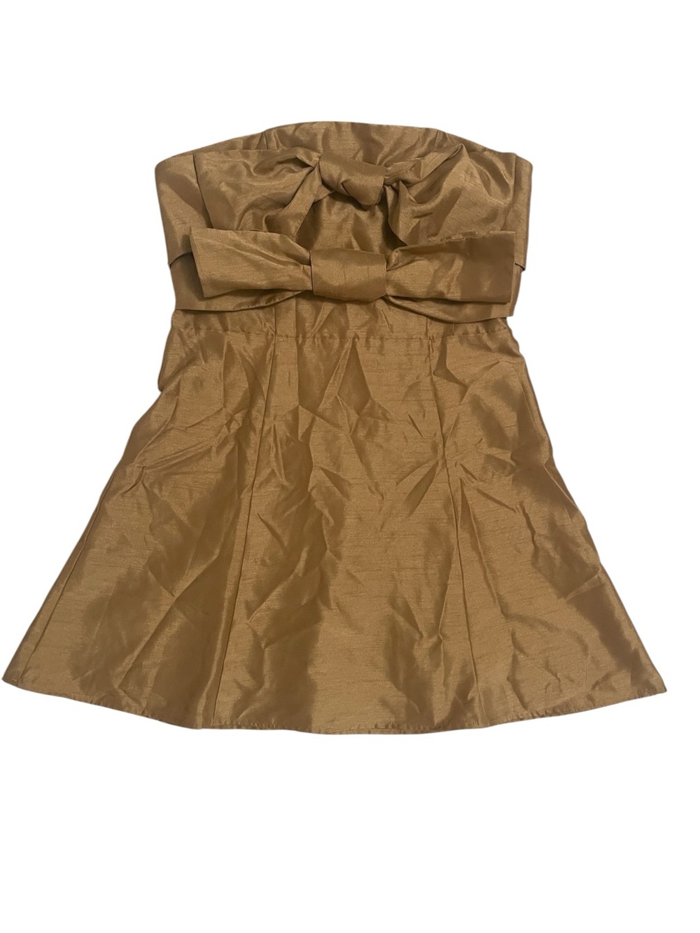 Anthropologie Boskemper Ariel Bronze Bow Strapless Mini Dress New Large - Picture 3 of 11